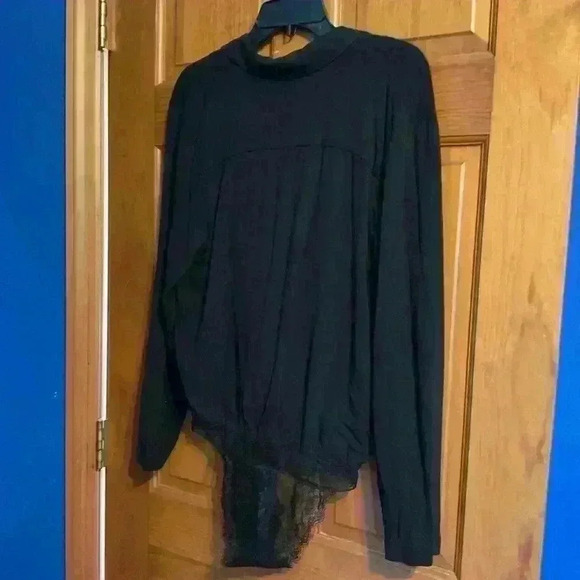 Free People Intimately Elsa black bodysuit with lace bottom. Size XS - Picture 4 of 8